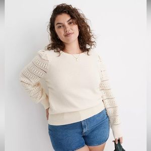 NWOT Madewell White Bobble Sleeve Wool Sweater size Medium